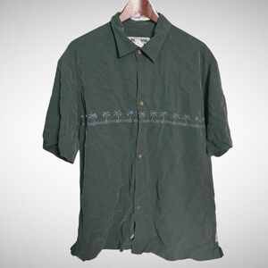 Quicksilver Button Down Shirt Mens Large Short Sleeve Gray Y2K Pre Owned